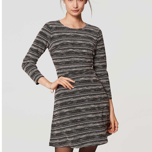 LOFT Dresses & Skirts - EUC LOFT Petite Spaced Stripe Flare Dress 6P